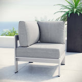 Marlow Outdoor Patio Aluminum Corner Sofa in Silver Gray