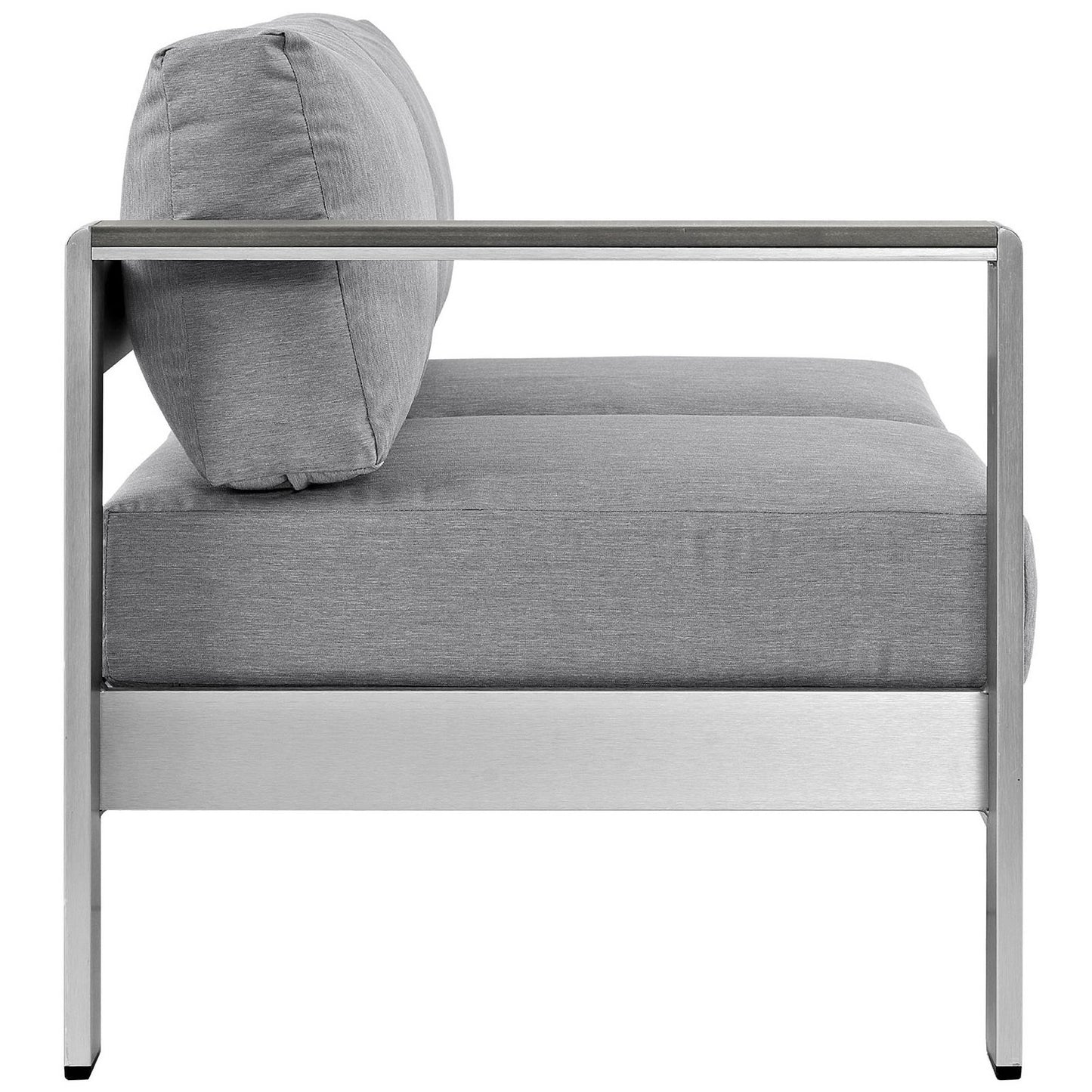 Marlow Left-Arm Corner Sectional Outdoor Patio Aluminum Loveseat in Silver Gray