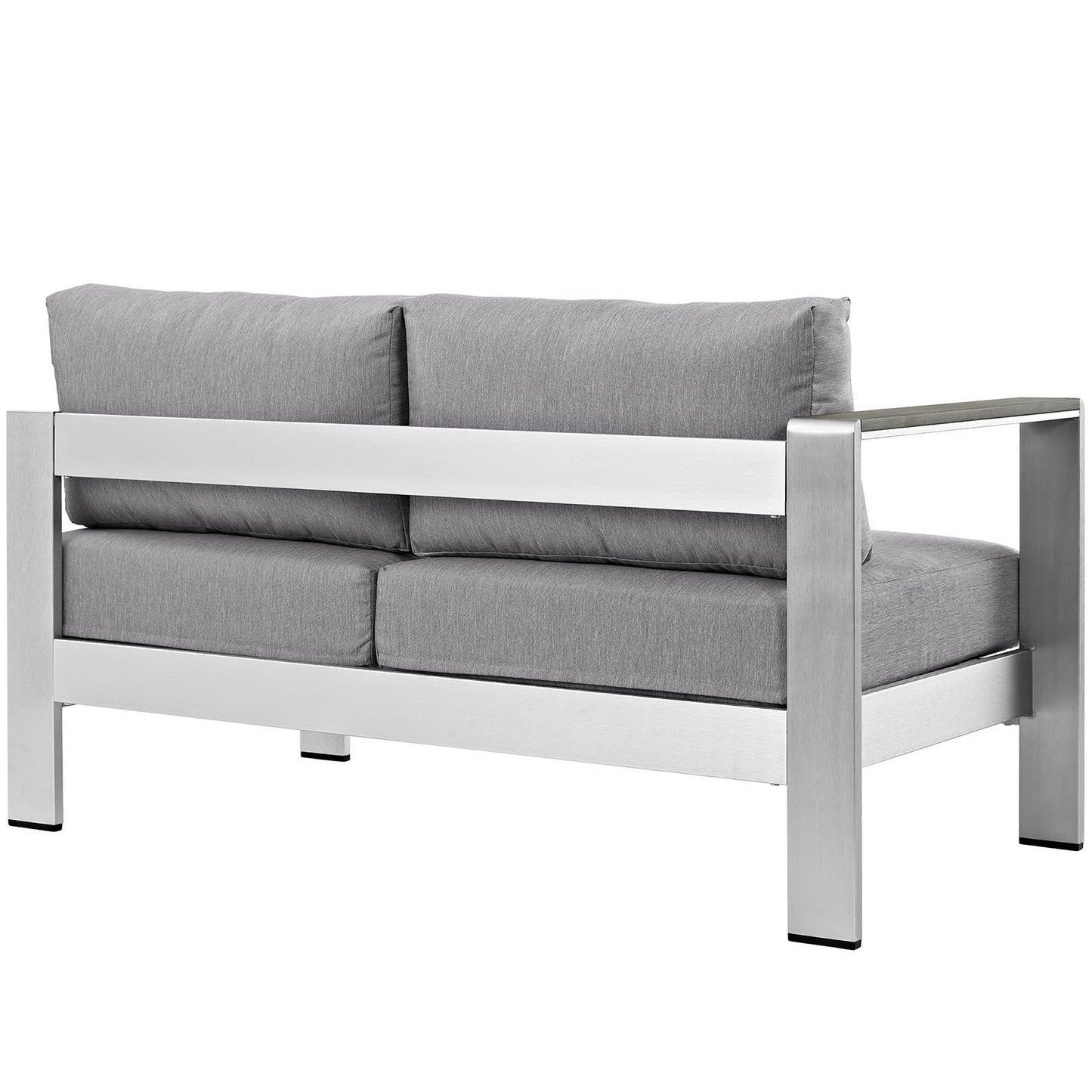 Marlow Left-Arm Corner Sectional Outdoor Patio Aluminum Loveseat in Silver Gray