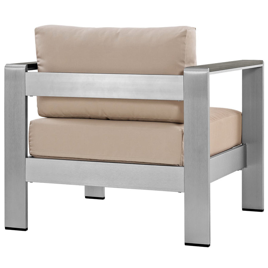 Marlow Outdoor Patio Aluminum Armchair in Silver Beige
