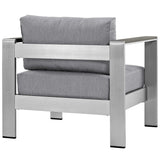 Marlow Outdoor Patio Aluminum Armchair in Silver Gray