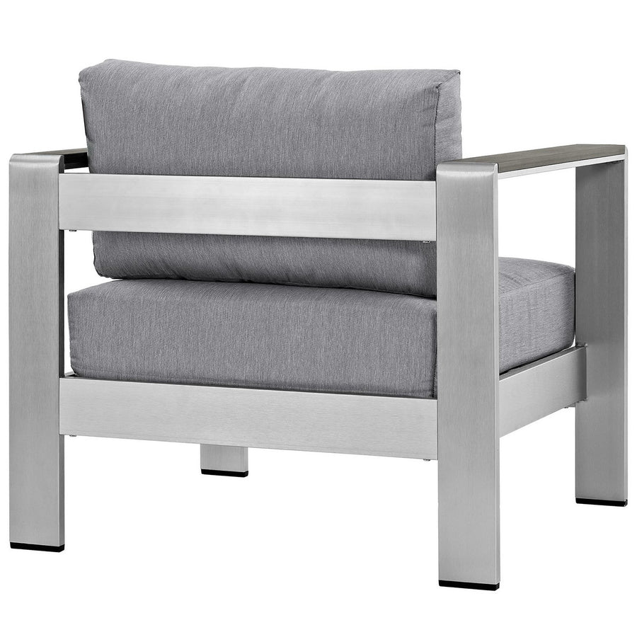 Marlow Outdoor Patio Aluminum Armchair in Silver Gray
