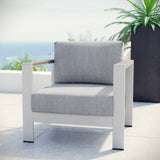 Marlow Outdoor Patio Aluminum Armchair in Silver Gray