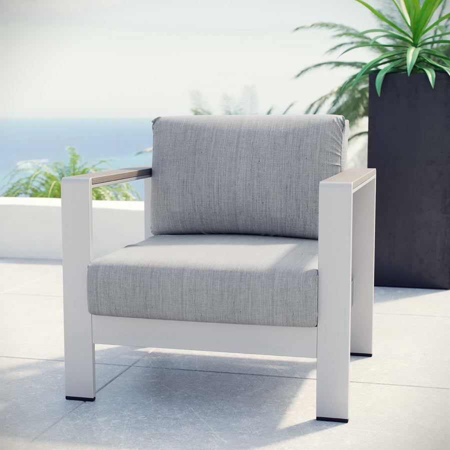 Marlow Outdoor Patio Aluminum Armchair in Silver Gray