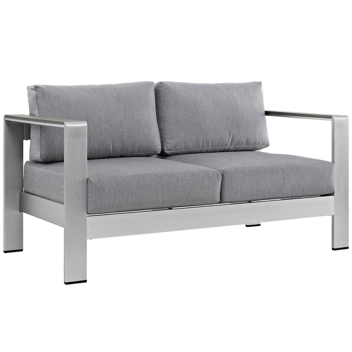 Marlow Outdoor Patio Aluminum Loveseat in Silver Gray