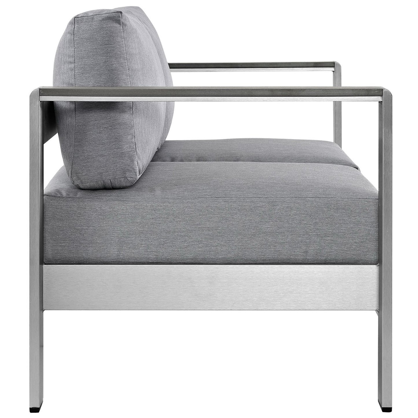Marlow Outdoor Patio Aluminum Loveseat in Silver Gray