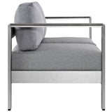 Marlow Outdoor Patio Aluminum Loveseat in Silver Gray