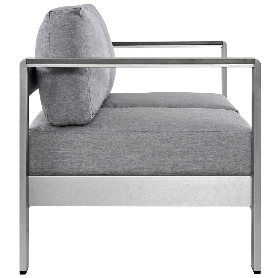 Marlow Outdoor Patio Aluminum Loveseat in Silver Gray