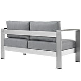 Marlow Outdoor Patio Aluminum Loveseat in Silver Gray