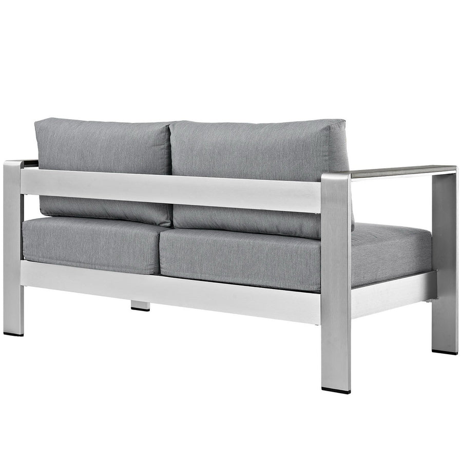 Marlow Outdoor Patio Aluminum Loveseat in Silver Gray