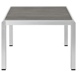 Marlow Outdoor Patio Aluminum Coffee Table in Silver Gray