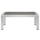 Marlow Outdoor Patio Aluminum Coffee Table in Silver Gray