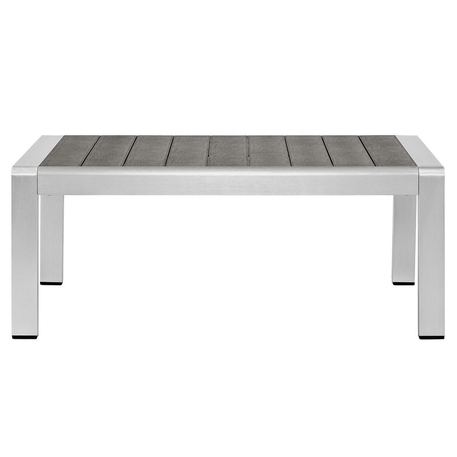 Marlow Outdoor Patio Aluminum Coffee Table in Silver Gray