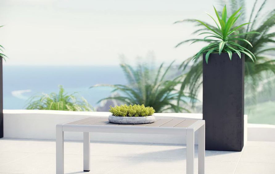 Marlow Outdoor Patio Aluminum Coffee Table in Silver Gray
