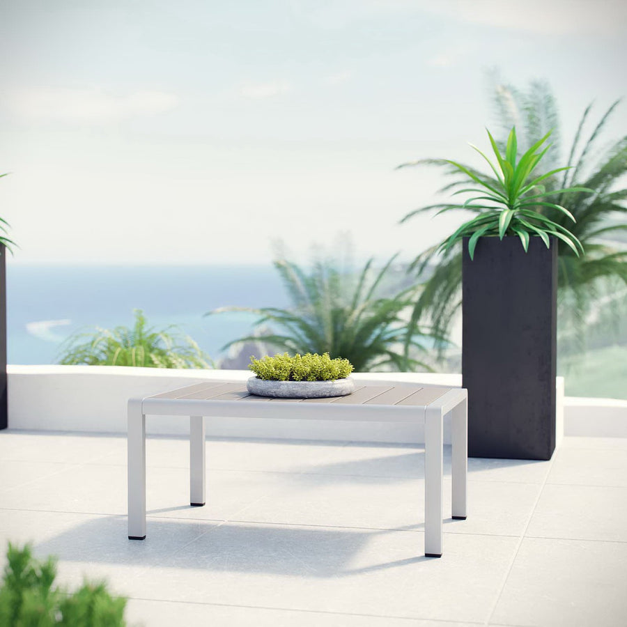 Marlow Outdoor Patio Aluminum Coffee Table in Silver Gray