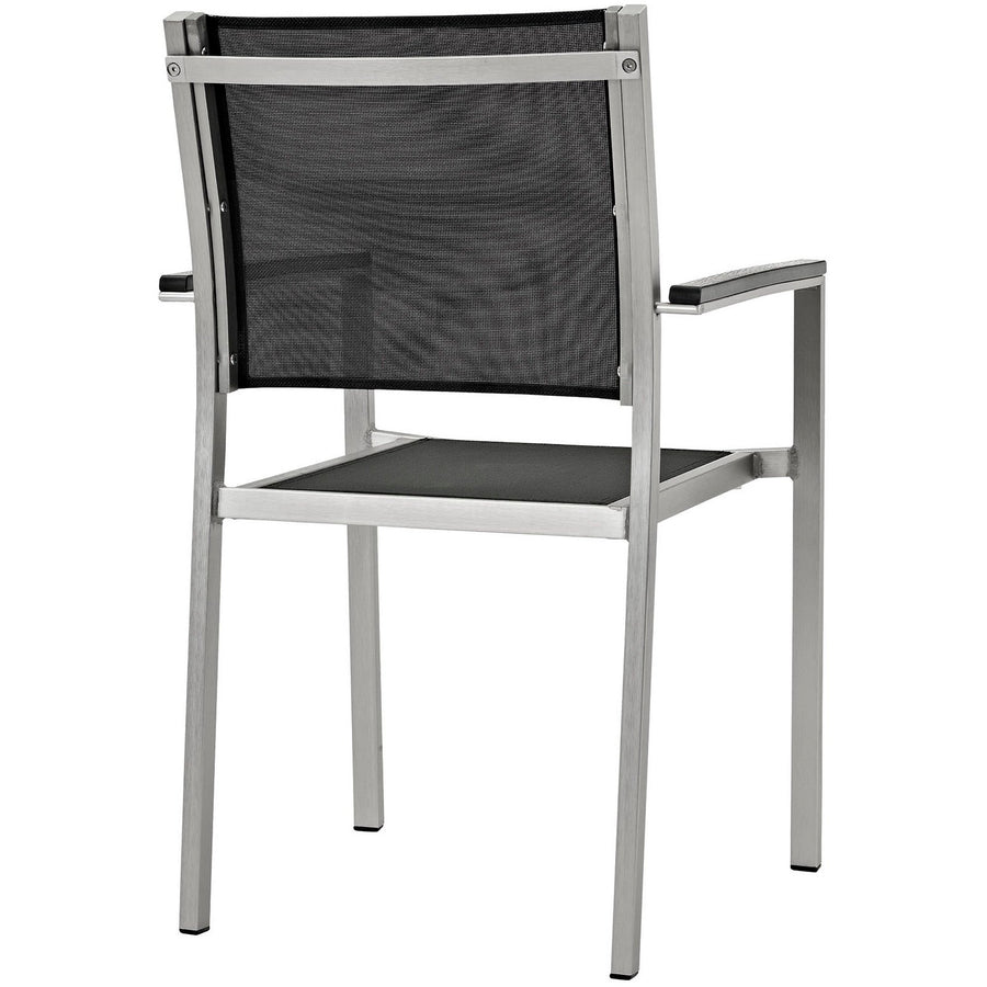 Marlow Outdoor Patio Aluminum Dining Chair in Silver Black