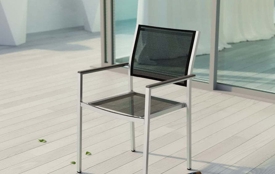 Marlow Outdoor Patio Aluminum Dining Chair in Silver Black