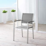 Marlow Outdoor Patio Aluminum Dining Chair in Silver Gray
