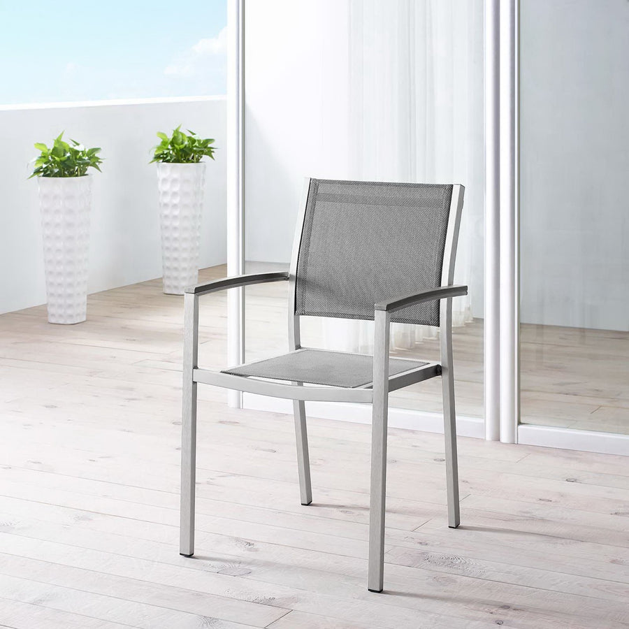 Marlow Outdoor Patio Aluminum Dining Chair in Silver Gray