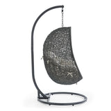 Cornice Outdoor Patio Swing Chair With Stand in Gray Beige