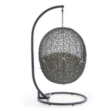 Cornice Outdoor Patio Swing Chair With Stand in Gray Beige