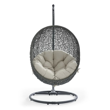Hide Outdoor Patio Swing Chair With Stand in Gray Beige