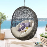Cornice Outdoor Patio Swing Chair With Stand in Gray Beige