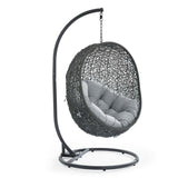 Cornice Outdoor Patio Swing Chair With Stand in Gray