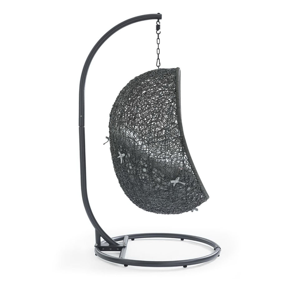 Cornice Outdoor Patio Swing Chair With Stand in Gray