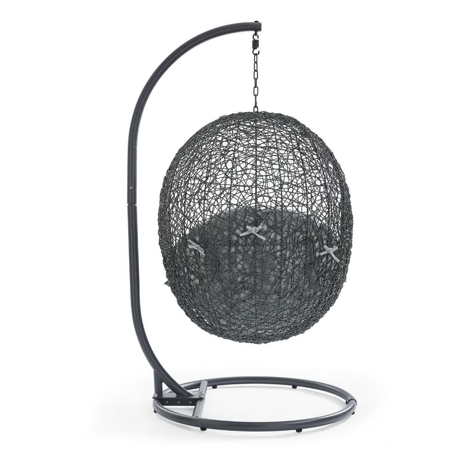 Cornice Outdoor Patio Swing Chair With Stand in Gray