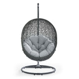 Cornice Outdoor Patio Swing Chair With Stand in Gray