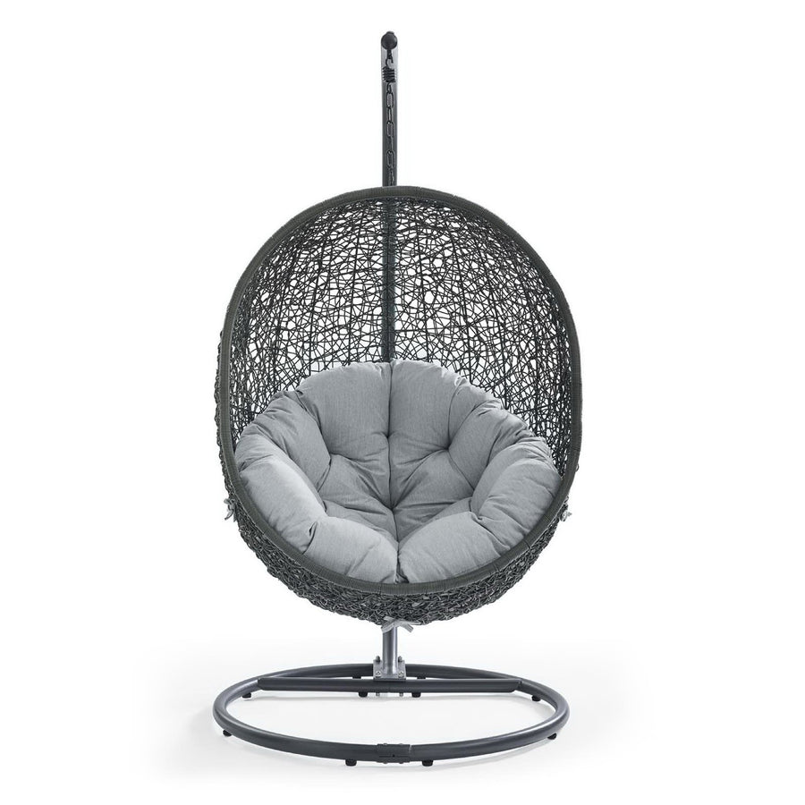 Cornice Outdoor Patio Swing Chair With Stand in Gray