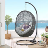 Cornice Outdoor Patio Swing Chair With Stand in Gray