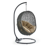 Cornice Outdoor Patio Swing Chair With Stand in Gray Mocha