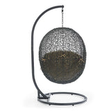 Cornice Outdoor Patio Swing Chair With Stand in Gray Mocha