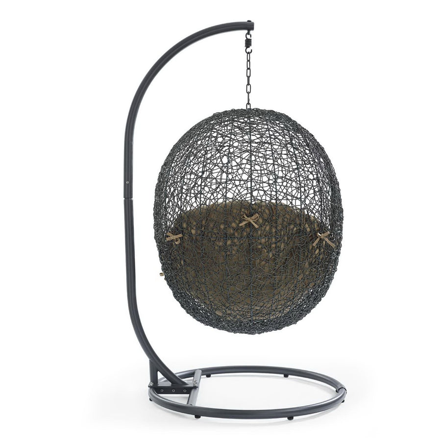 Cornice Outdoor Patio Swing Chair With Stand in Gray Mocha