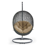 Cornice Outdoor Patio Swing Chair With Stand in Gray Mocha