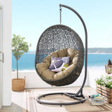 Cornice Outdoor Patio Swing Chair With Stand in Gray Mocha