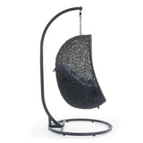Cornice Outdoor Patio Swing Chair With Stand in Gray Navy