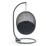 Cornice Outdoor Patio Swing Chair With Stand in Gray Navy