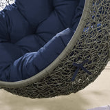 Cornice Outdoor Patio Swing Chair With Stand in Gray Navy