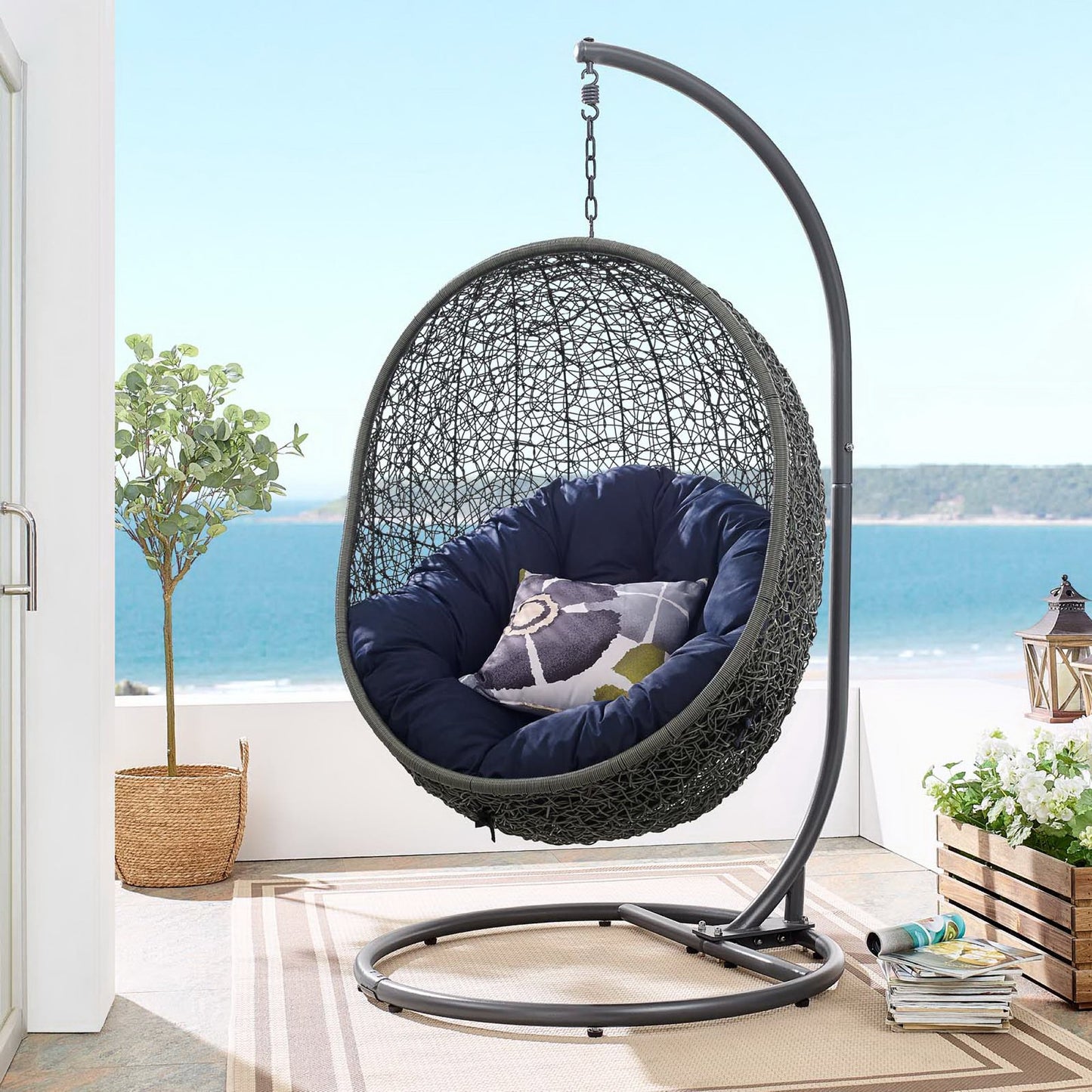 Hide Outdoor Patio Swing Chair With Stand by Furniture For America