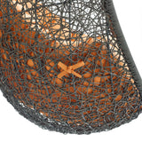 Cornice Outdoor Patio Swing Chair With Stand in Gray Orange