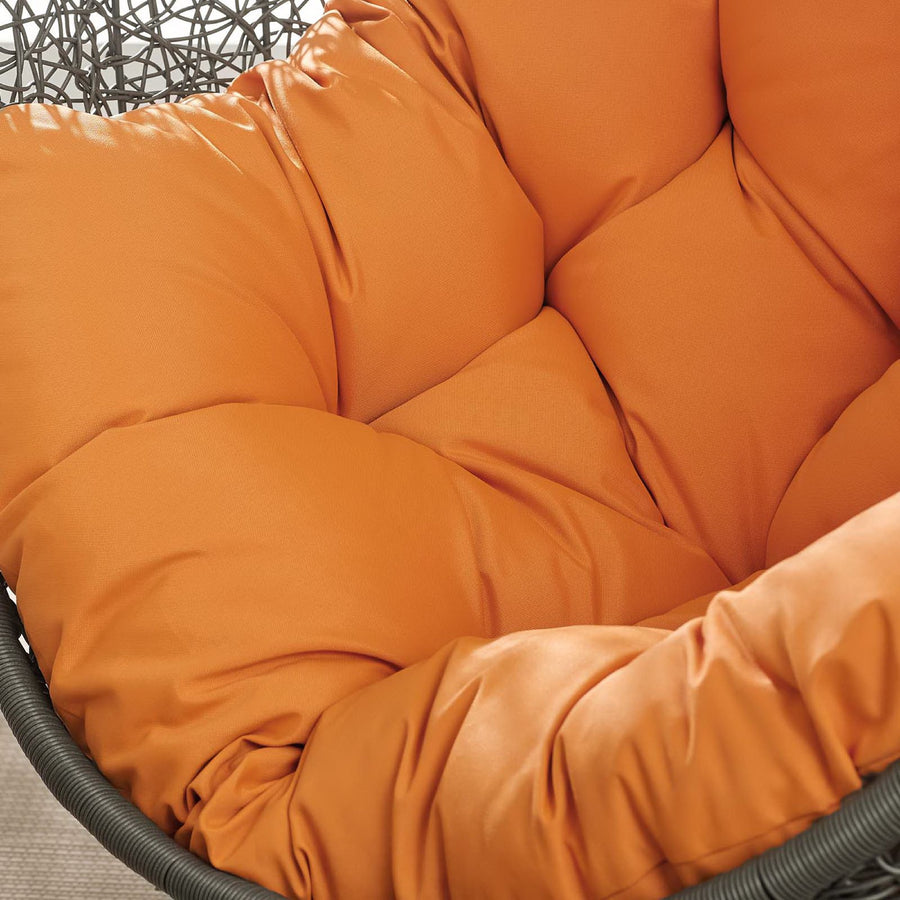 Cornice Outdoor Patio Swing Chair With Stand in Gray Orange