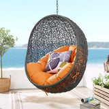 Cornice Outdoor Patio Swing Chair With Stand in Gray Orange