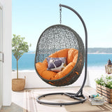 Cornice Outdoor Patio Swing Chair With Stand in Gray Orange