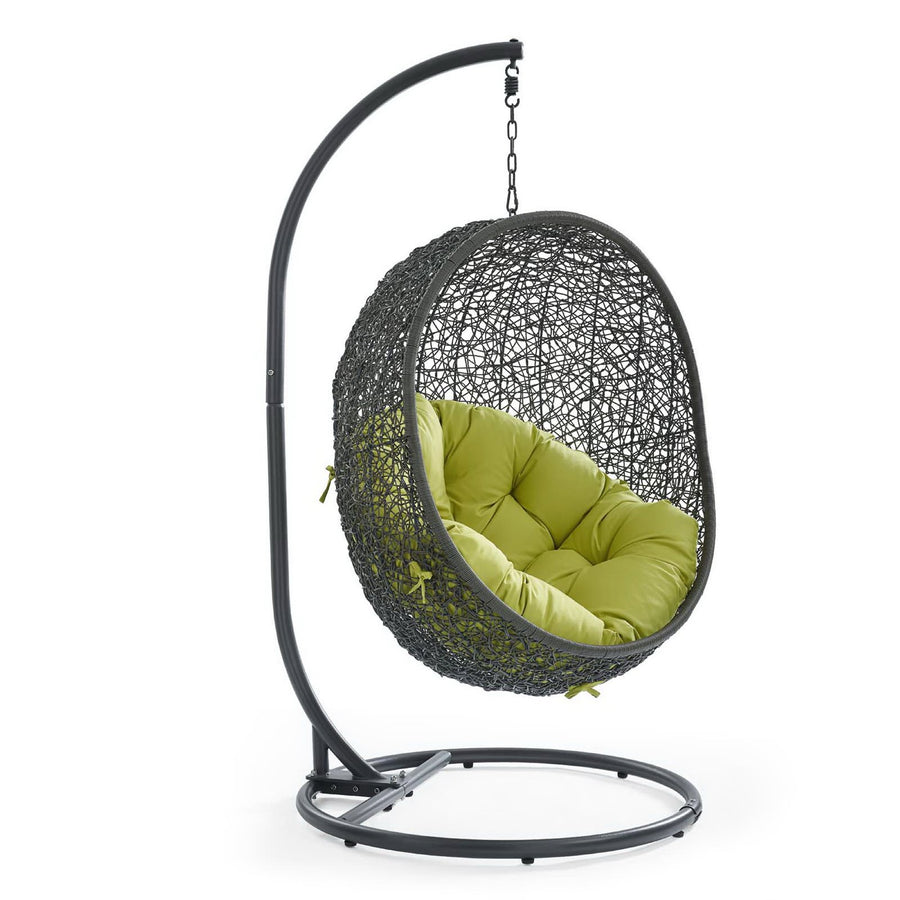 Cornice Outdoor Patio Swing Chair With Stand in Gray Peridot
