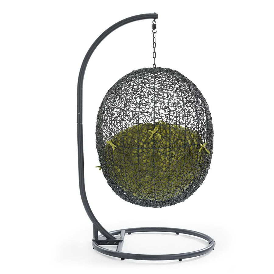 Cornice Outdoor Patio Swing Chair With Stand in Gray Peridot