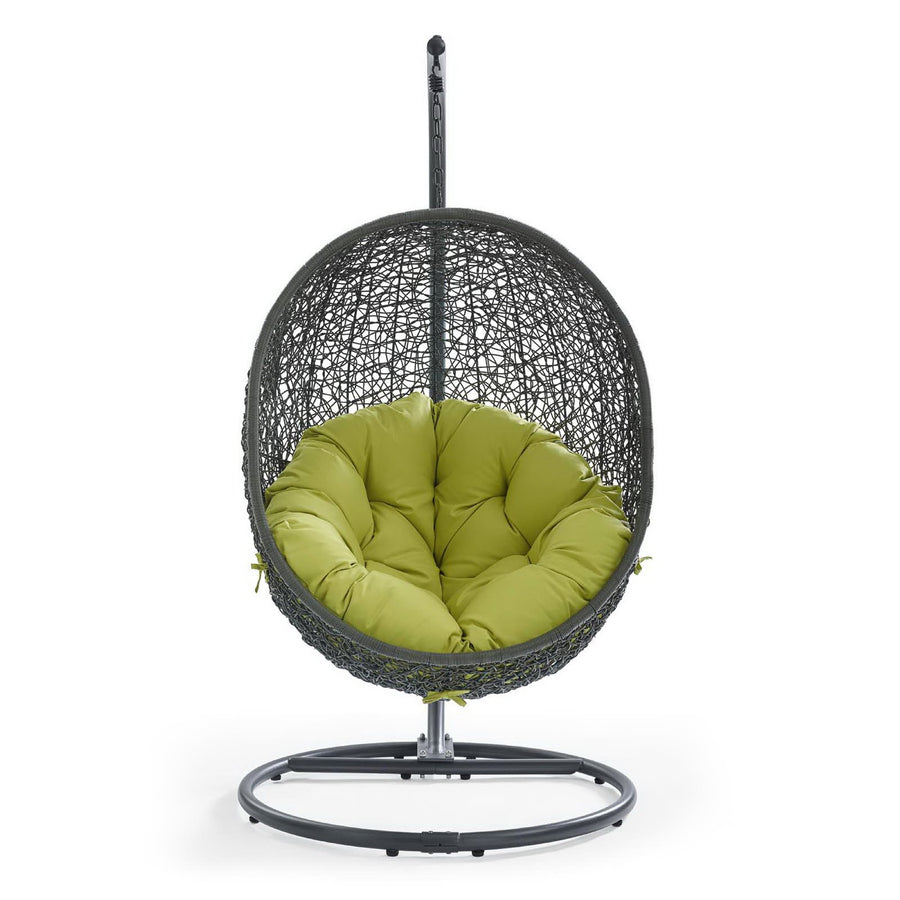 Cornice Outdoor Patio Swing Chair With Stand in Gray Peridot