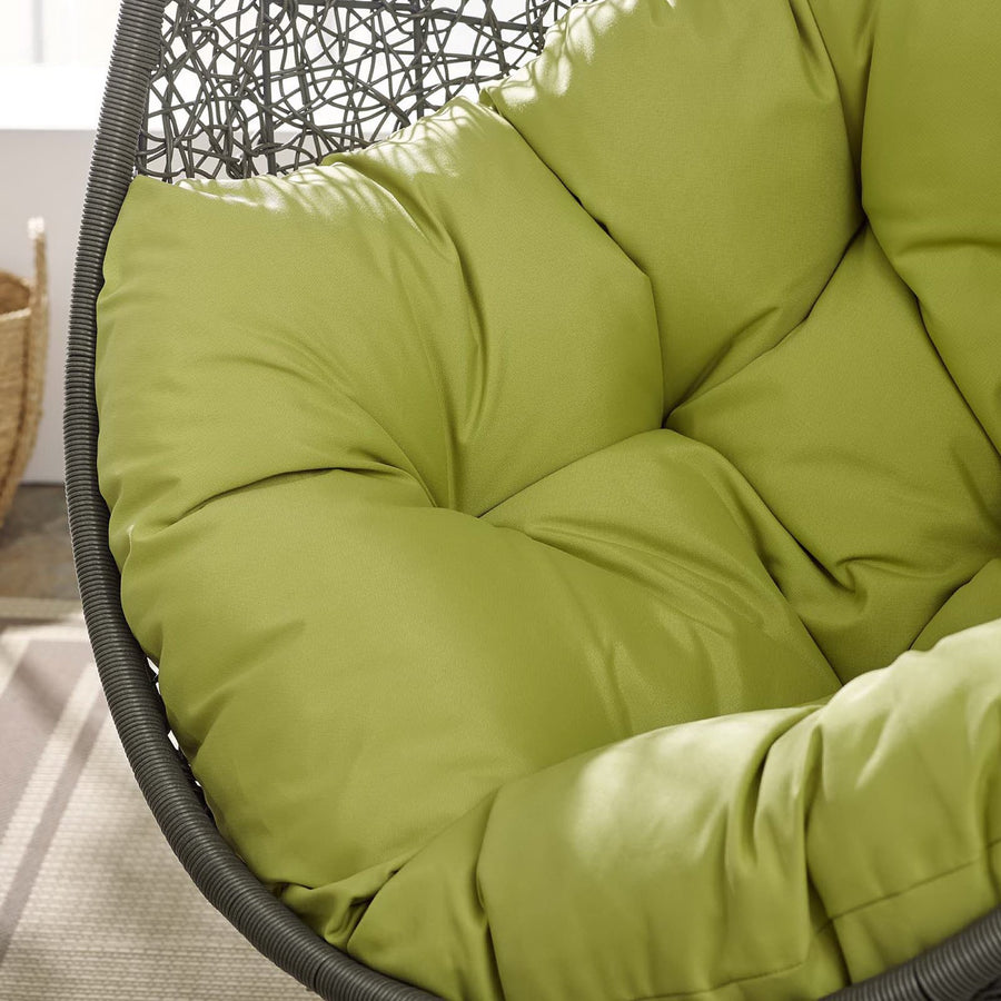 Cornice Outdoor Patio Swing Chair With Stand in Gray Peridot